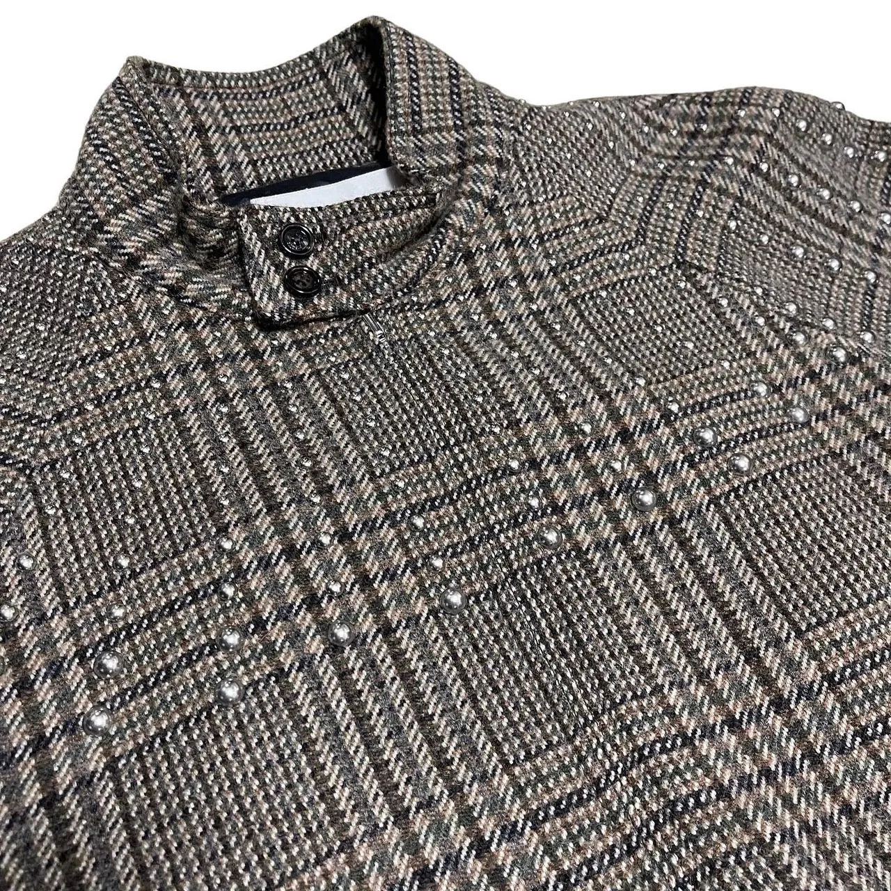 CELINE セリーヌ 22AW TEDDY JACKET WITH STAND UP COLLAR IN CHECKED WOOL スタッズチェックブルゾン 2V20L826R