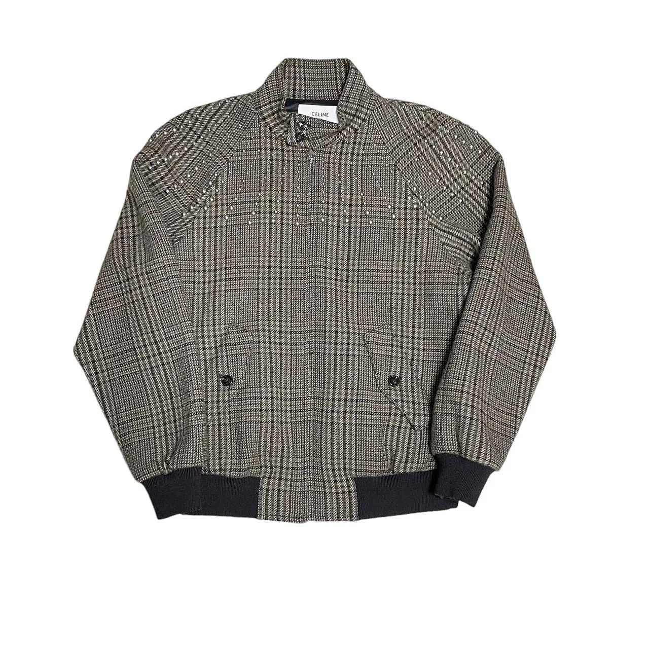 CELINE セリーヌ 22AW TEDDY JACKET WITH STAND UP COLLAR IN CHECKED WOOL スタッズチェックブルゾン 2V20L826R