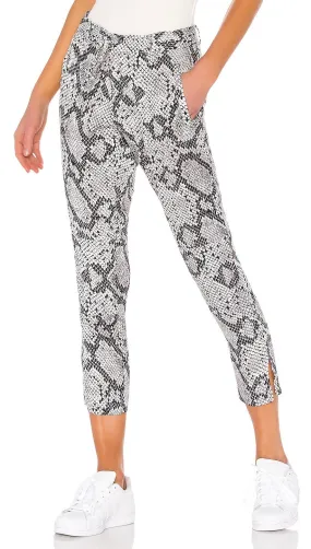 Chaser Snake Print Cropped Drawstring Side Slit Panel Pant