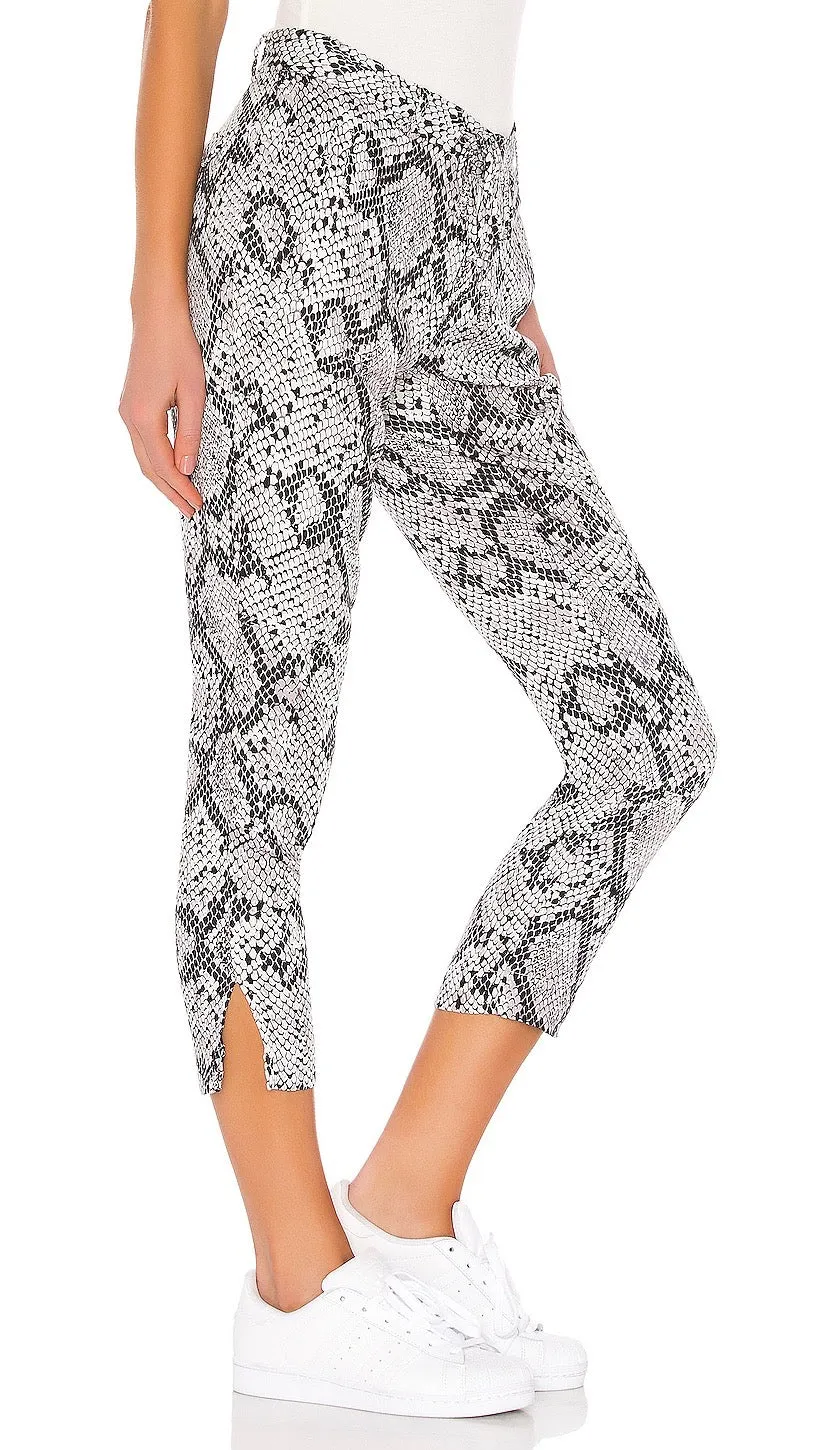 Chaser Snake Print Cropped Drawstring Side Slit Panel Pant