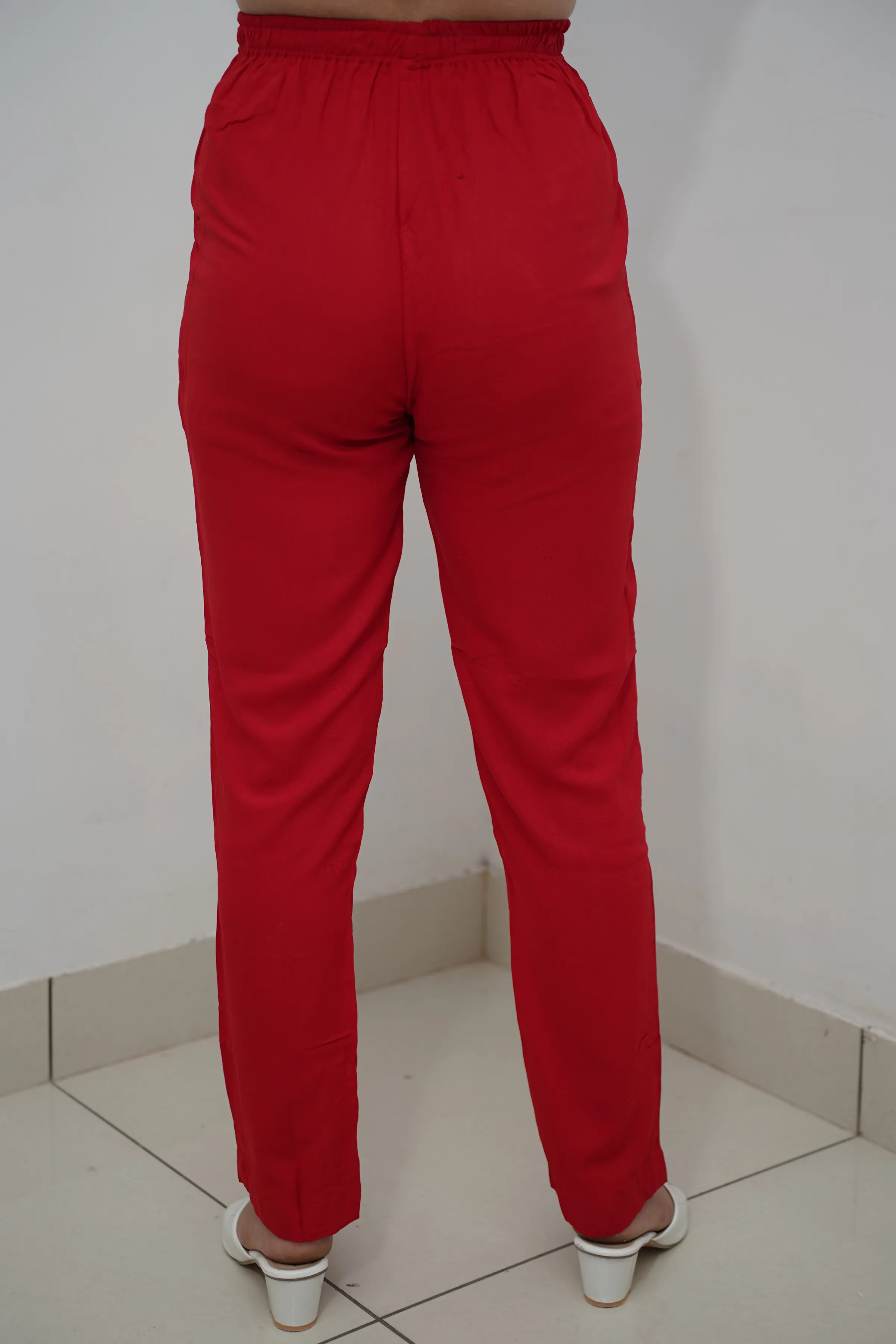 Cherry Red Rayon Kurti Pant