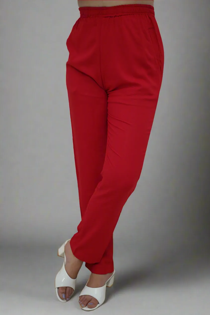 Cherry Red Rayon Kurti Pant