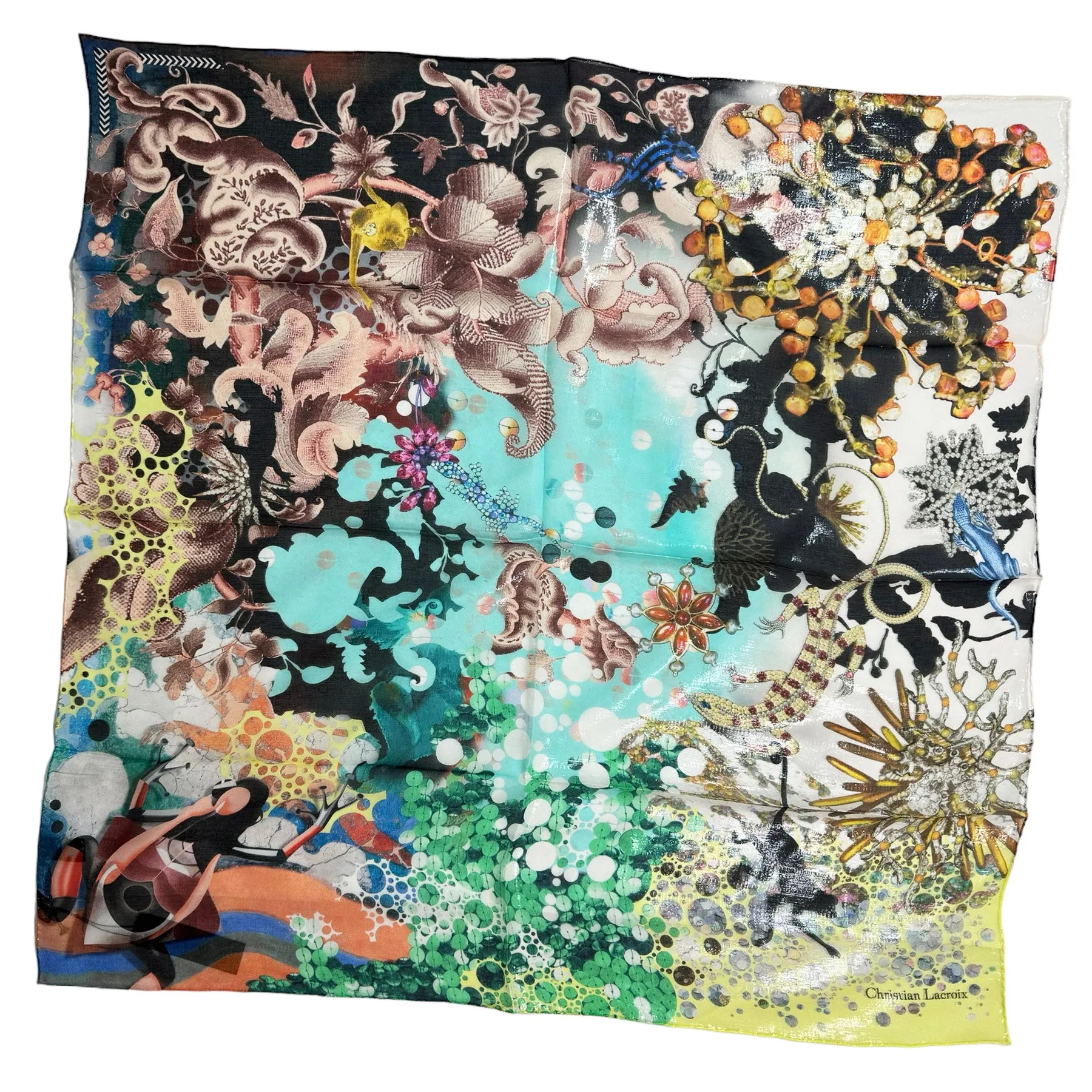 Christian Lacroix Scarf Signature Design - Large Chiffon Silk Square Foulard