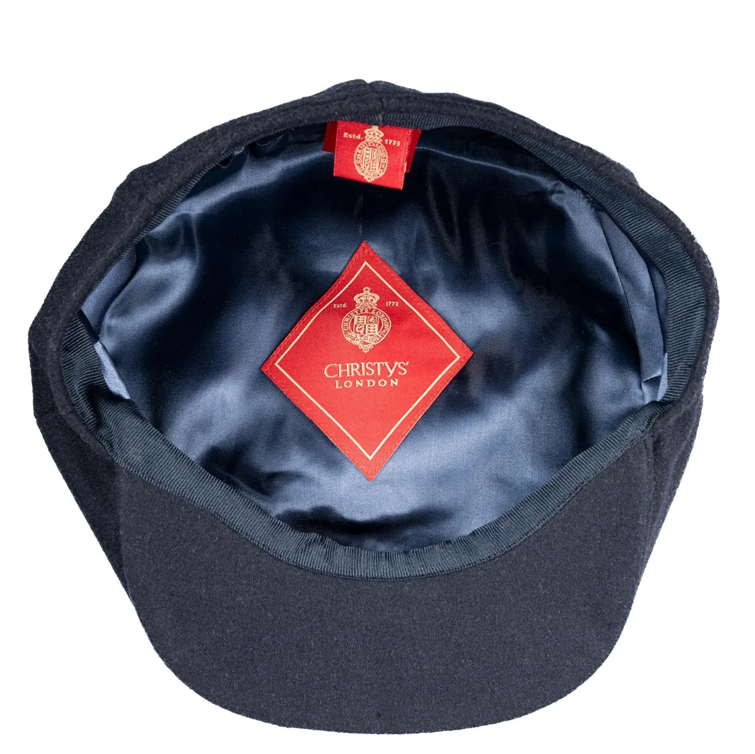 CHRISTYS' 8 Piece Baker Boy Melton Wool Flat Cap - Navy