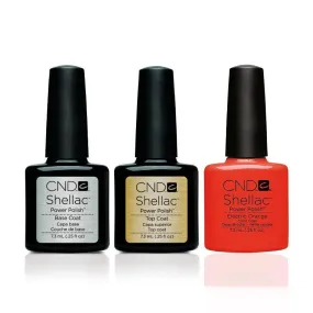 CND - Shellac Combo - Base, Top & Electric Orange