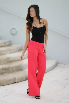 Coral Linen Pants