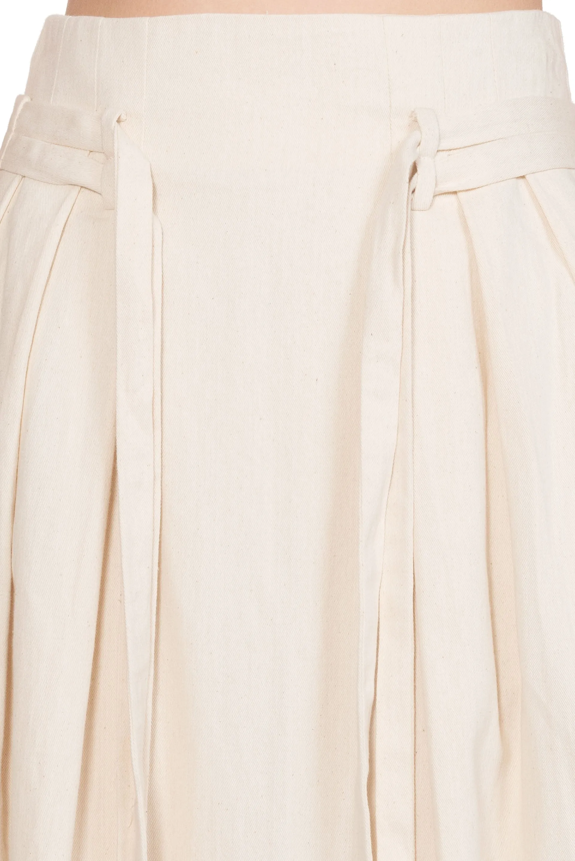 Cotton Side Pleated Skirt