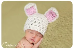 Cream Bunny Hat Newborn Baby