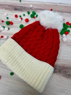 Cream Ribbed Santa Hat Beanie