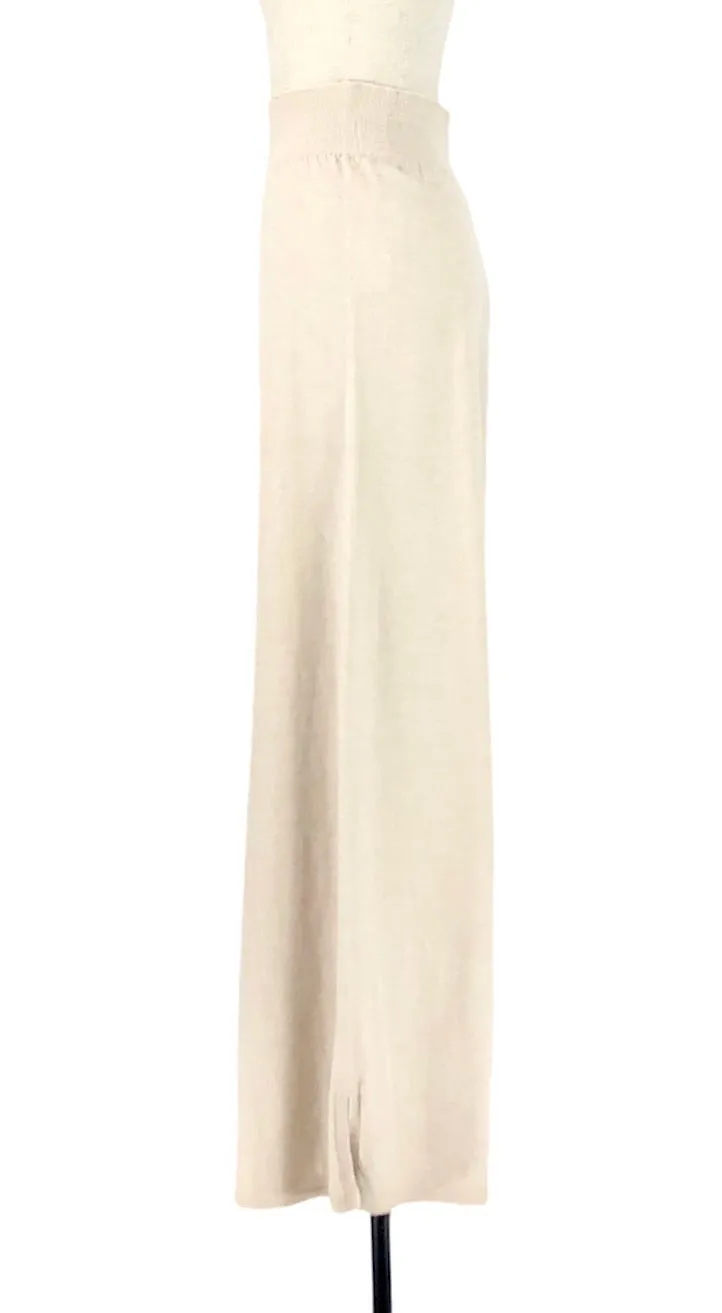 Cream Ribbed Wide Leg Pants | Size M/L