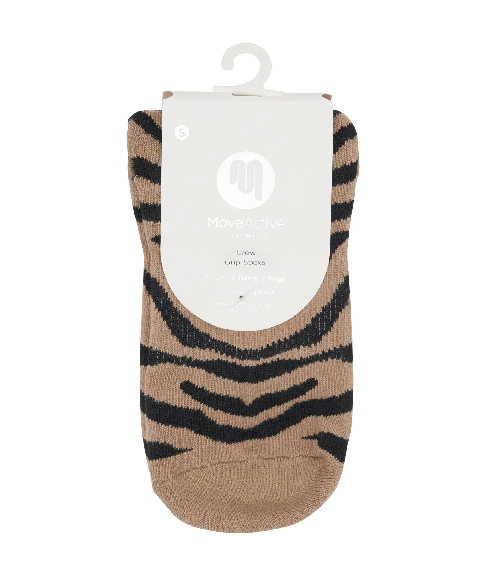 Crew Non Slip Grip Socks - Midnight Zebra