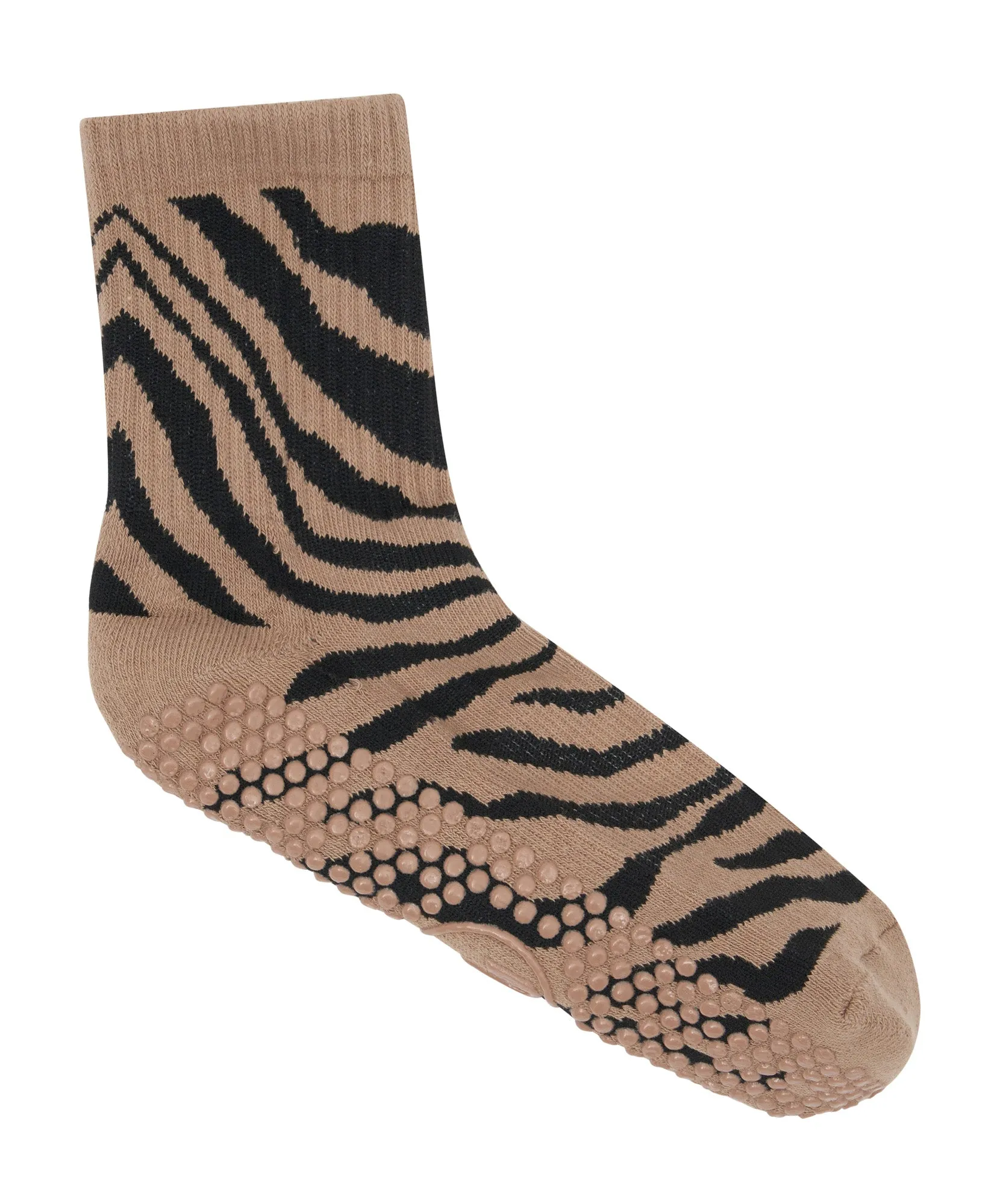 Crew Non Slip Grip Socks - Midnight Zebra