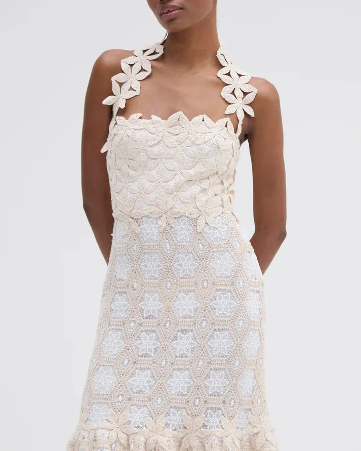 Crochet Midi Dress - Natural Off White