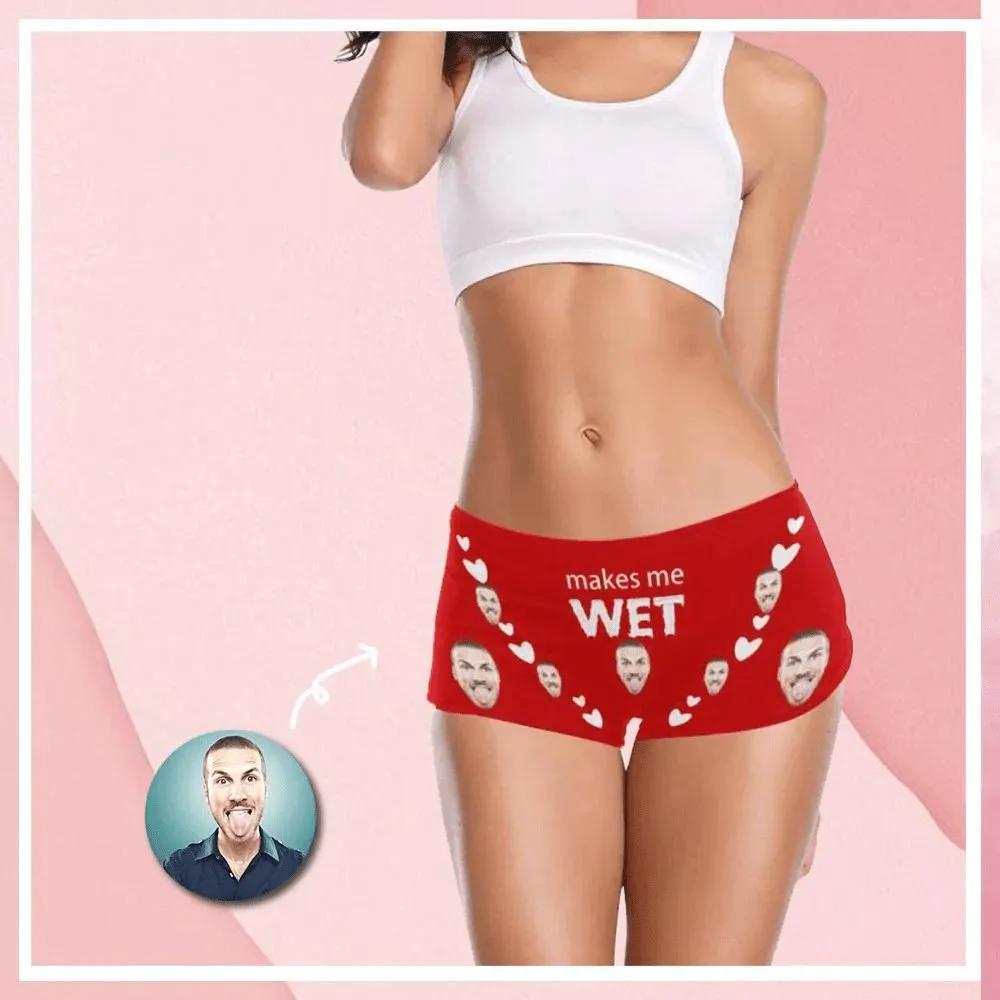 Custom Boyfriend Face Underwear for Women Makes Me Wet Personalized Women's Lingerie Panties Classic Thongs