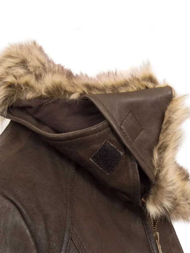 Dark Brown Shearling Leather Jacket