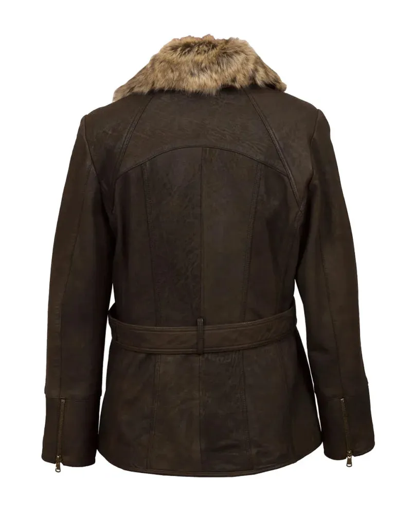 Dark Brown Shearling Leather Jacket