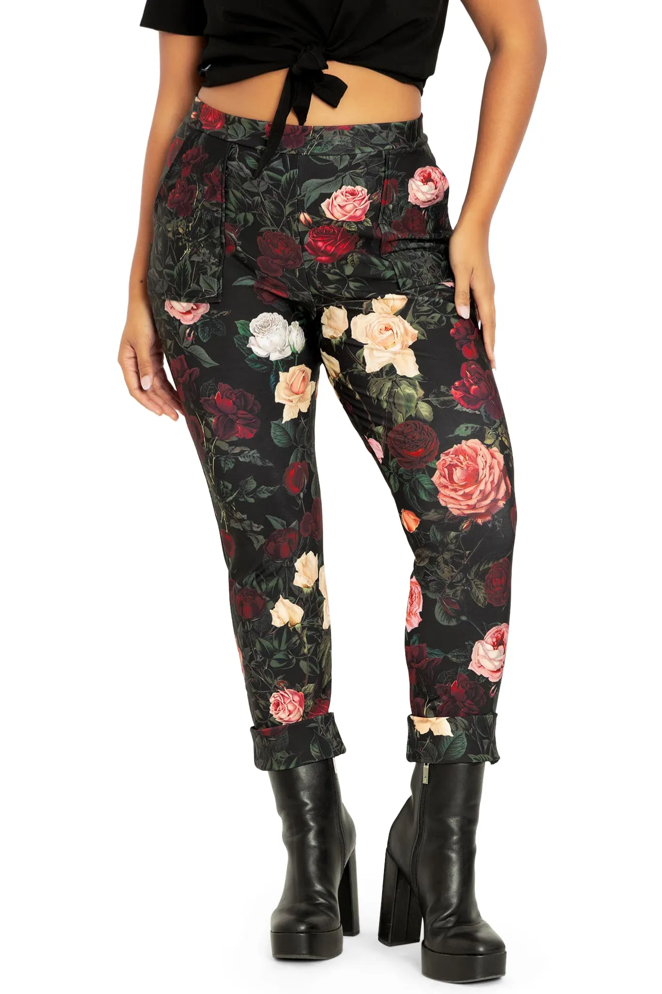 Dark Roses Cuffed Pants