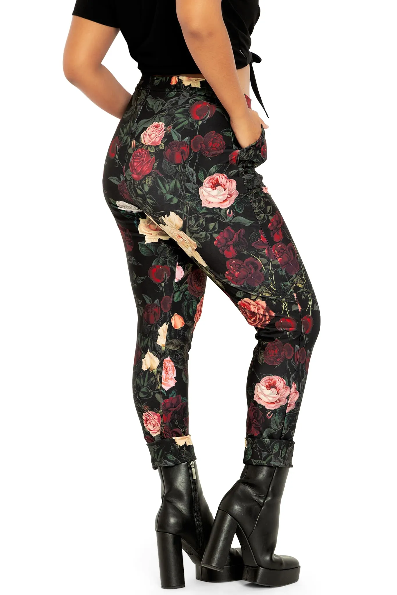 Dark Roses Cuffed Pants