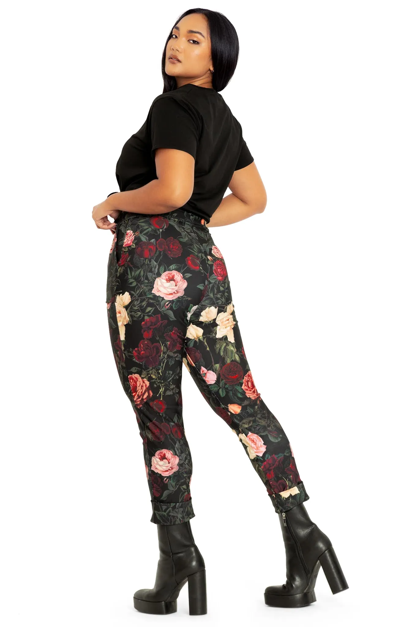 Dark Roses Cuffed Pants