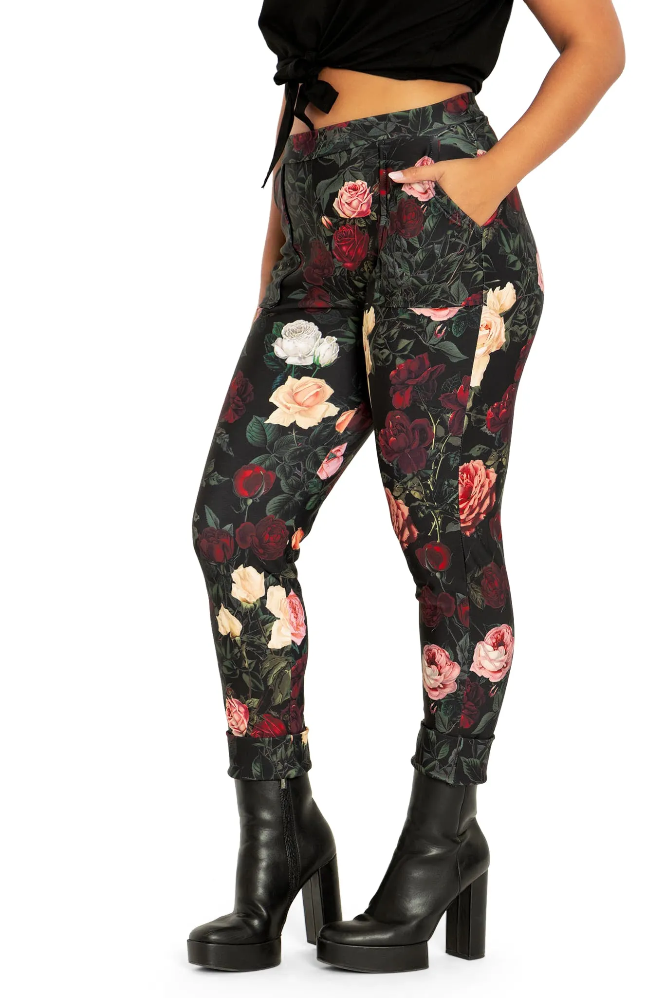 Dark Roses Cuffed Pants