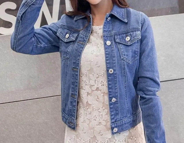 Denim Jacket For Ladies With Collar In Different Colors