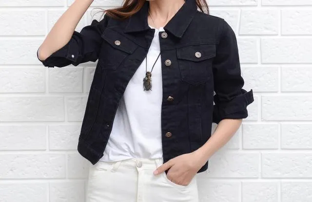 Denim Jacket For Ladies With Collar In Different Colors