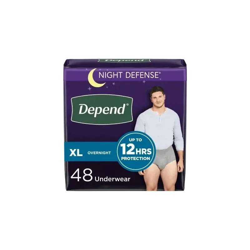 Depend Night Defense, Overnight Underwear, Grey, Male, Extra Large