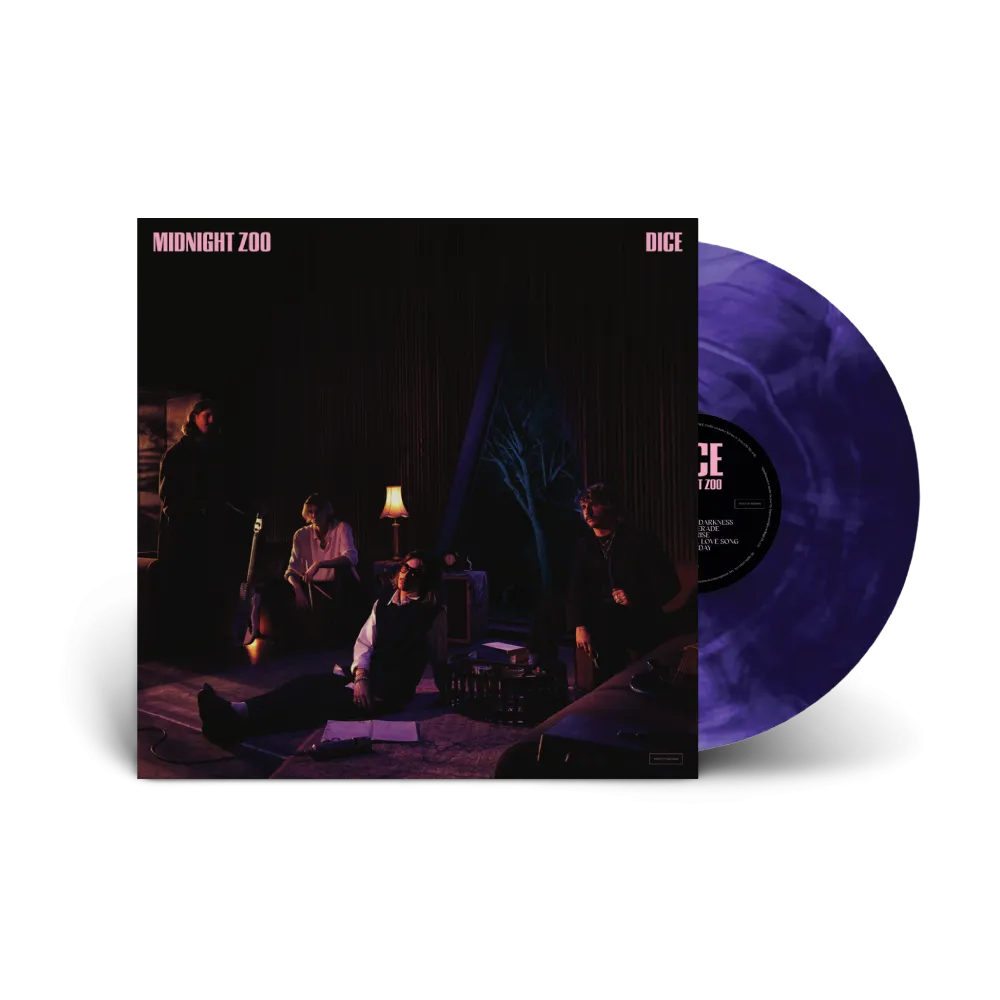 DICE / Midnight Zoo LP Purple & Black Marble Vinyl, Hoodie, T-Shirt & Scarf Bundle