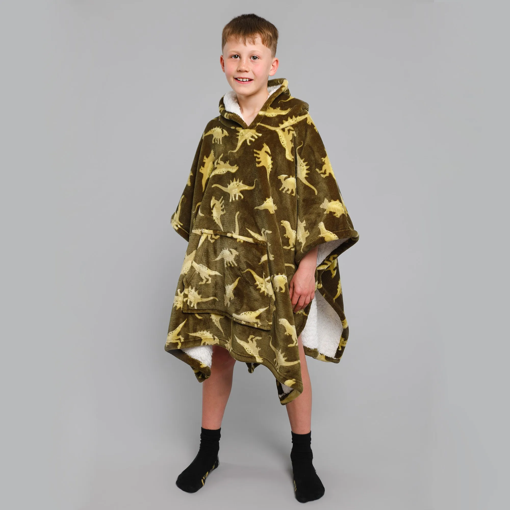 Dino Hooded Throw by Bedlam in Green 75 x 92.5cm