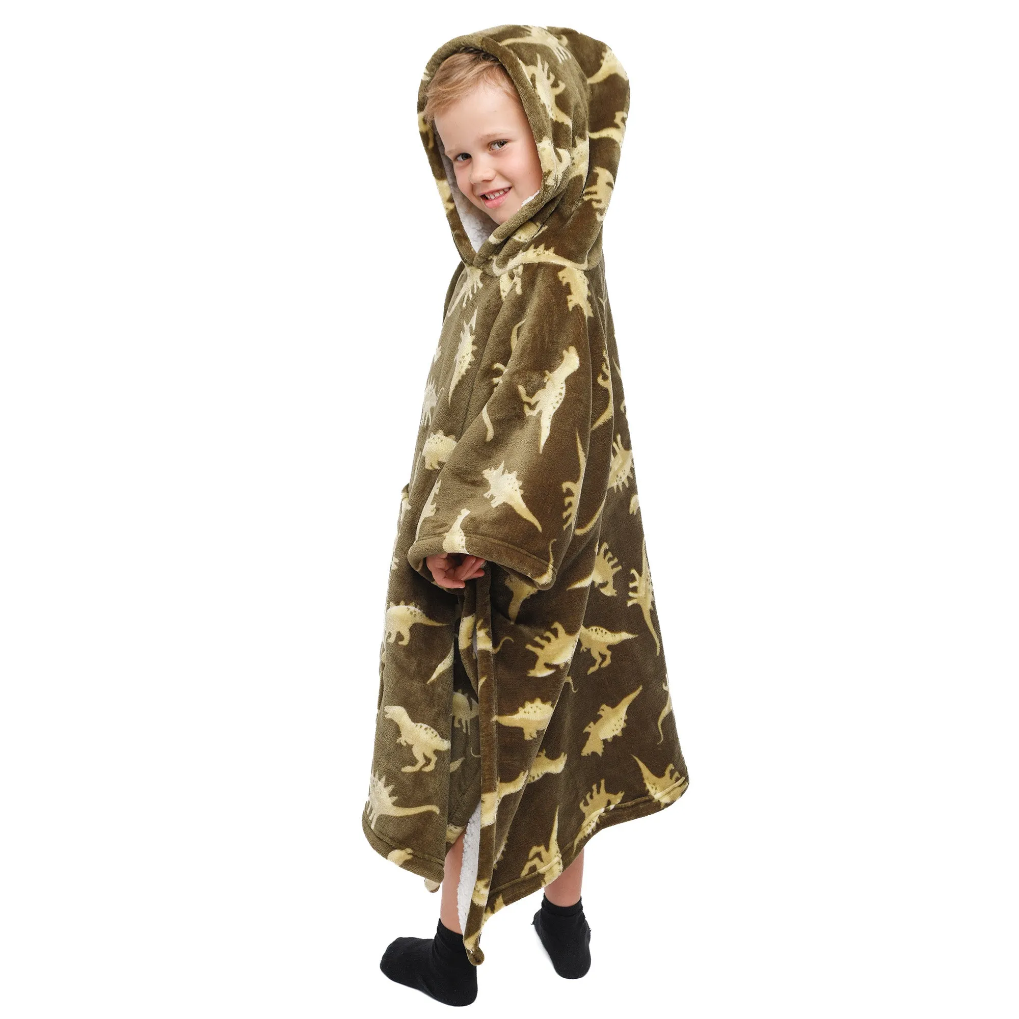 Dino Hooded Throw by Bedlam in Green 75 x 92.5cm