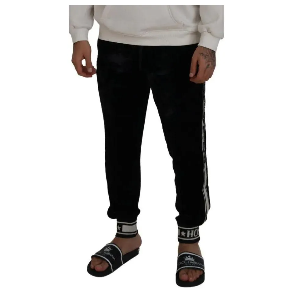 Dolce & Gabbana Black Jogger Jogging Trouser Cotton Pants