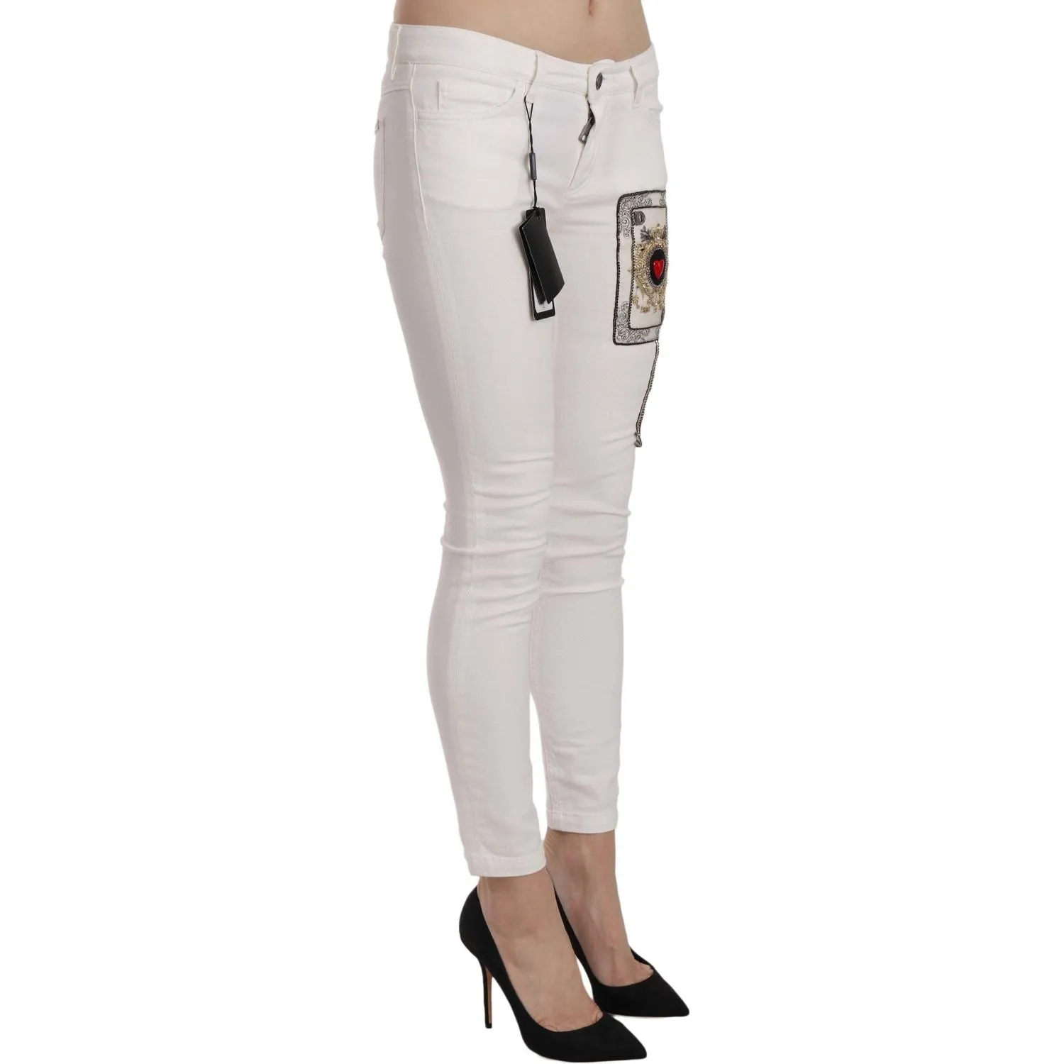 Dolce & Gabbana Queen Of Hearts Embellished Skinny Pants