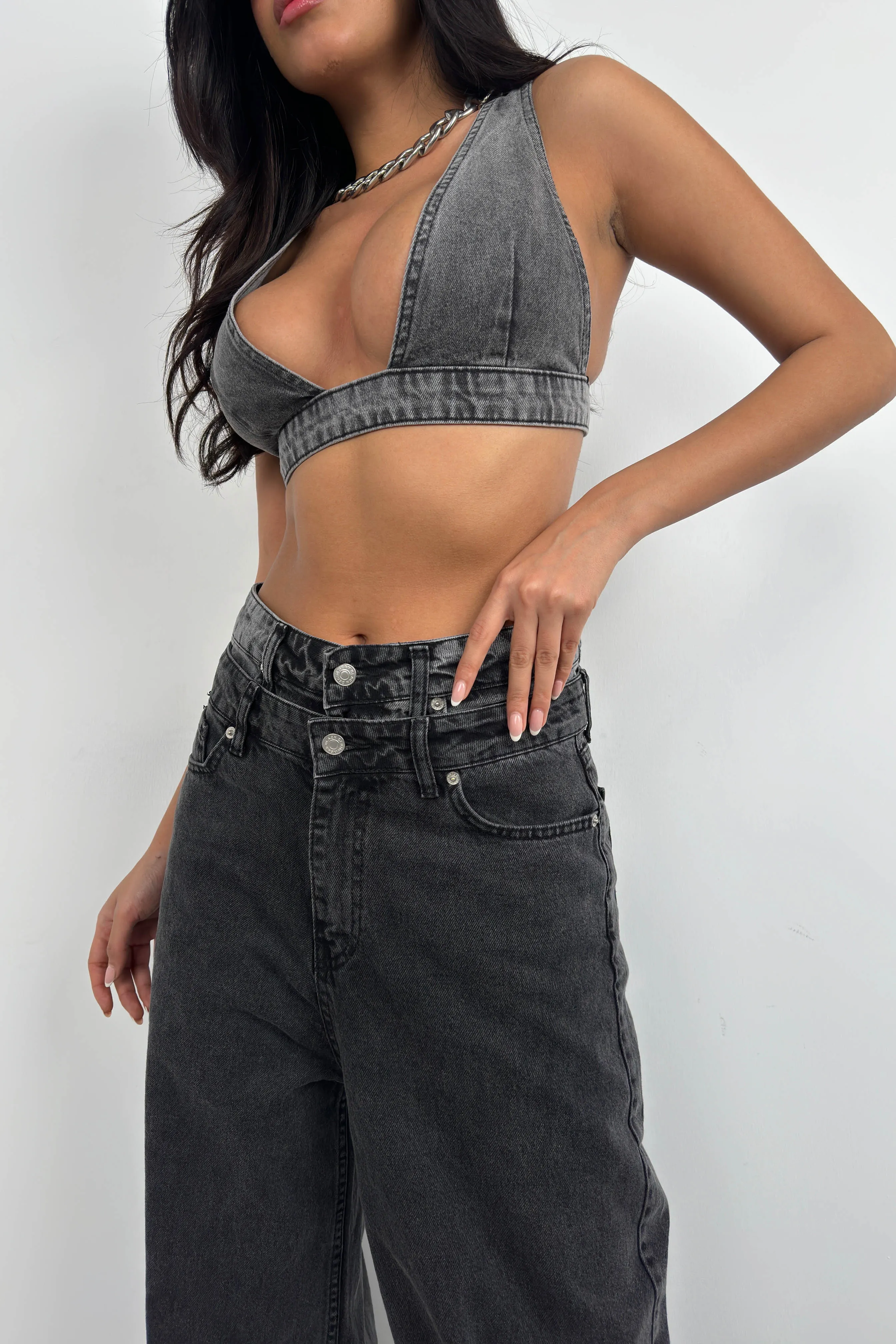 Double Belted High Waist Jeans