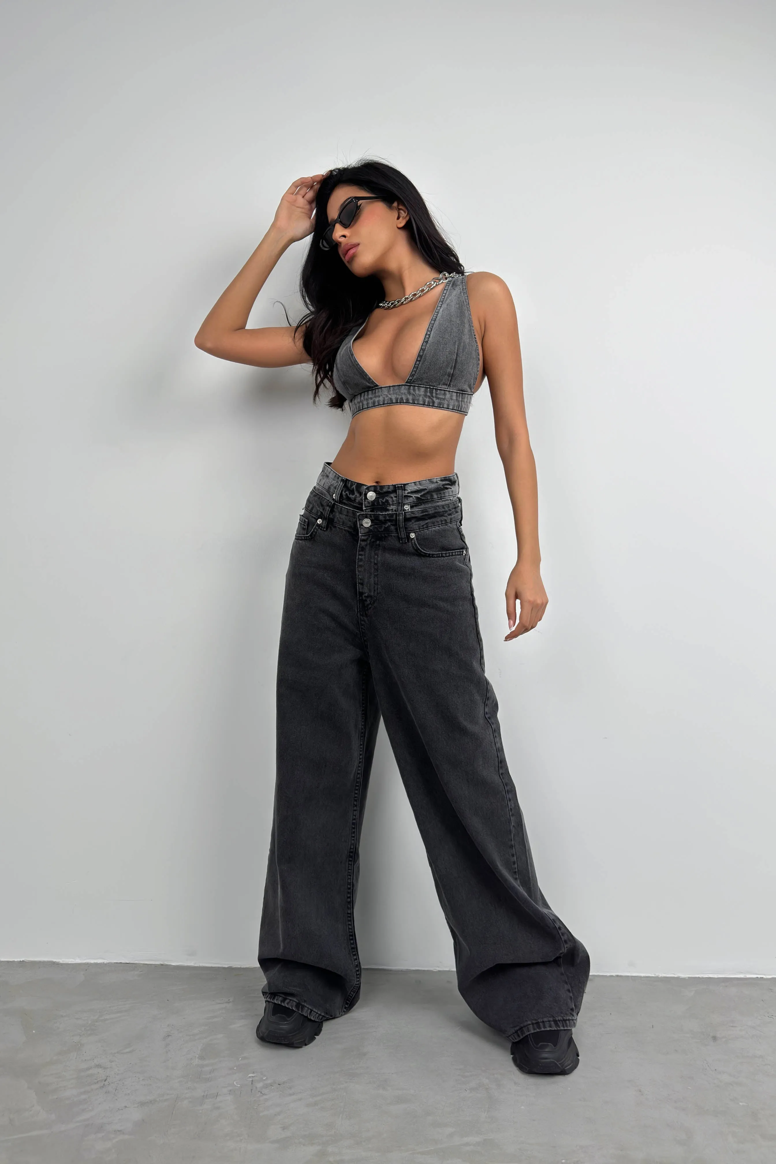 Double Belted High Waist Jeans