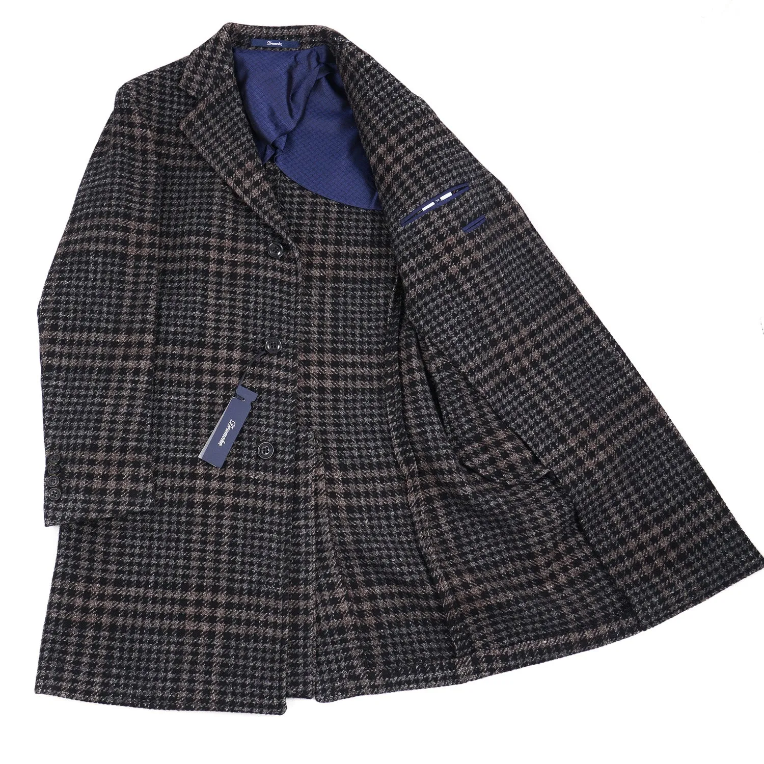 Drumohr Layered Plaid Wool Overcoat