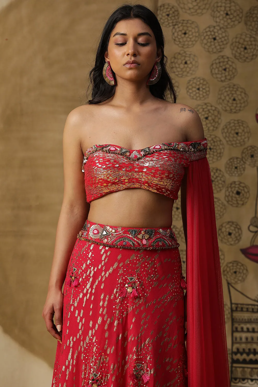 Dusty Red Lehnga Set