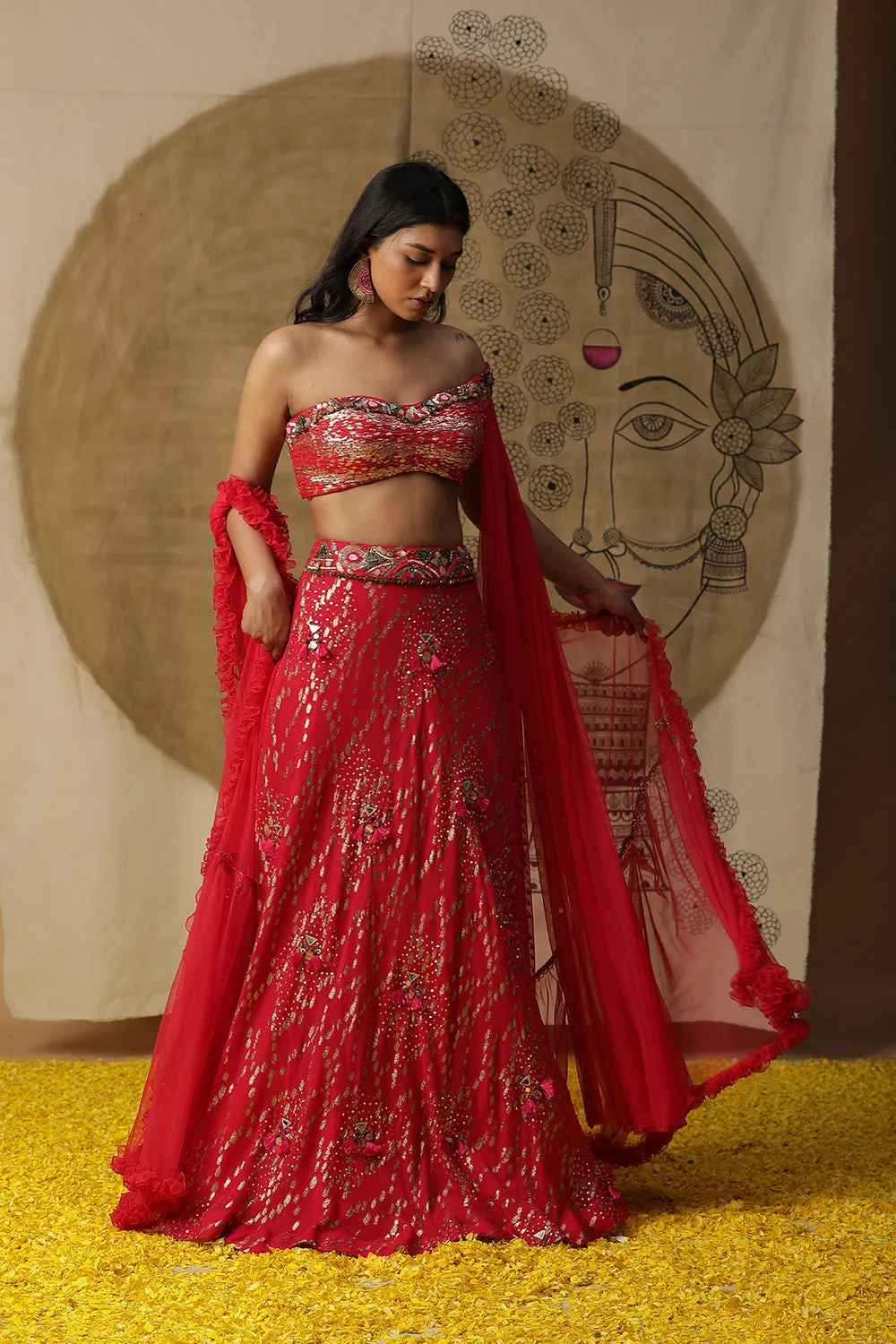 Dusty Red Lehnga Set