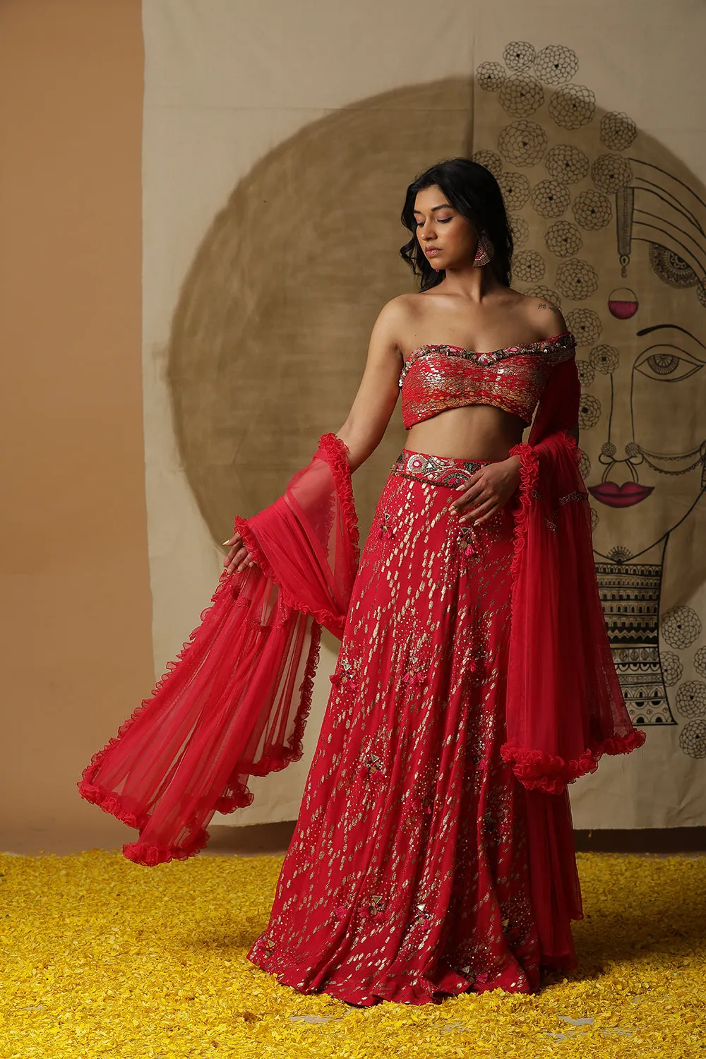 Dusty Red Lehnga Set