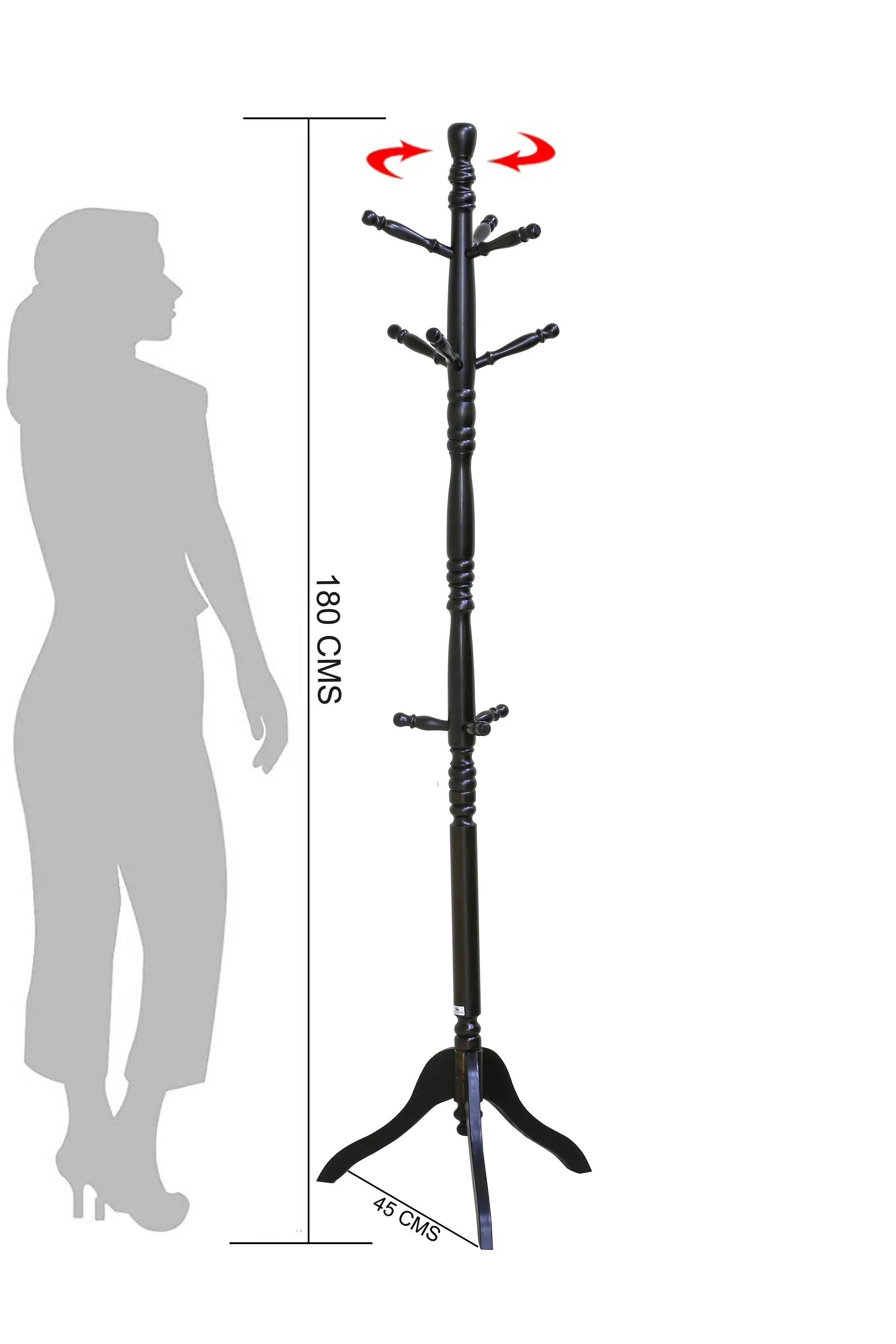 Easy Coat Hanger 1786 SERIES Standing Free standing : Entryway Coat Rack, wooden Coat Hat Rack Tree Stand Hanger Organizer for Jacket, Purse, Scarf Rack, Umbrella and long dress (Cappuccino)