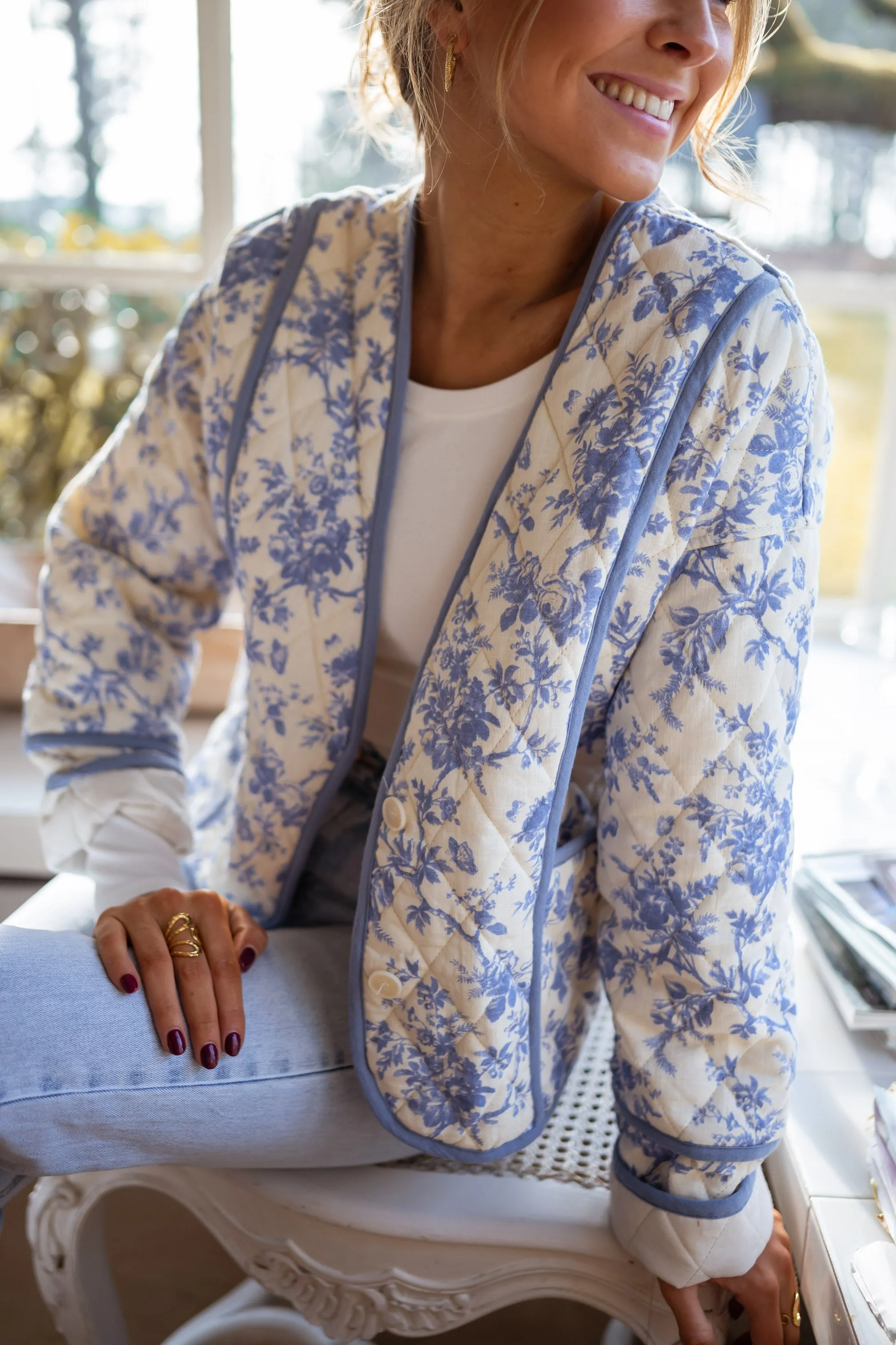 Ecru and Blue Floral Jomilie Jacket