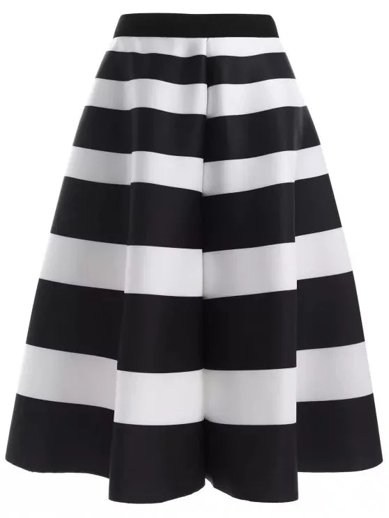 Fashion Striped High Waisted Skirt