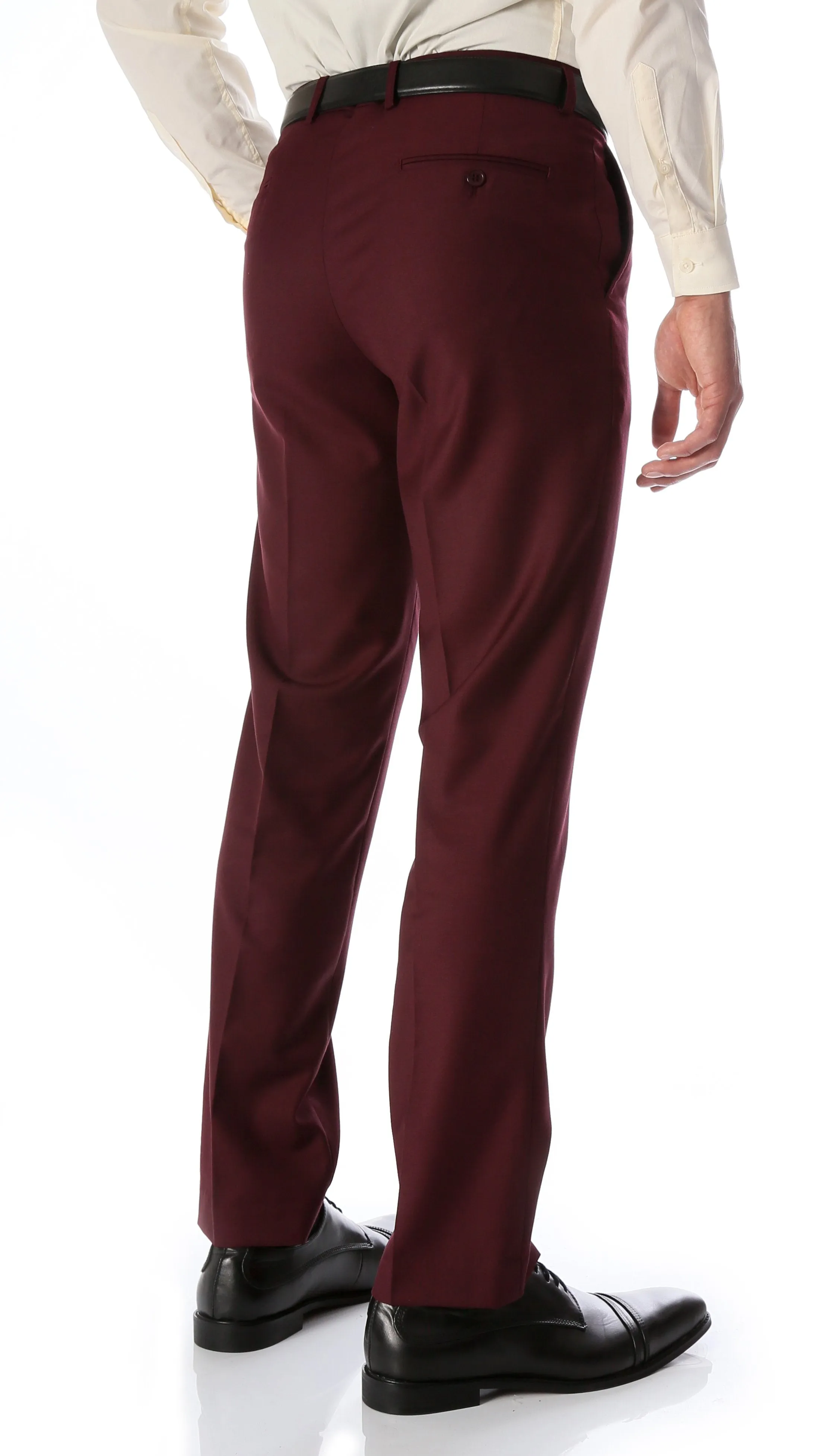 Ferrecci Men's Halo Burgundy Slim Fit Flat-Front Dress Pants