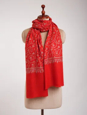 Flame Scarlet Hand Embroidered Cashmere Wedding Scarf