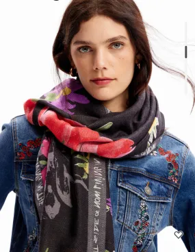 Floral patchwork rectangular foulard