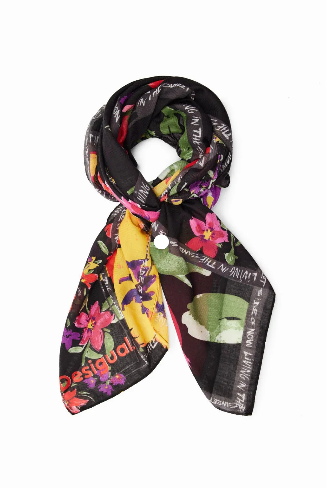 Floral patchwork rectangular foulard