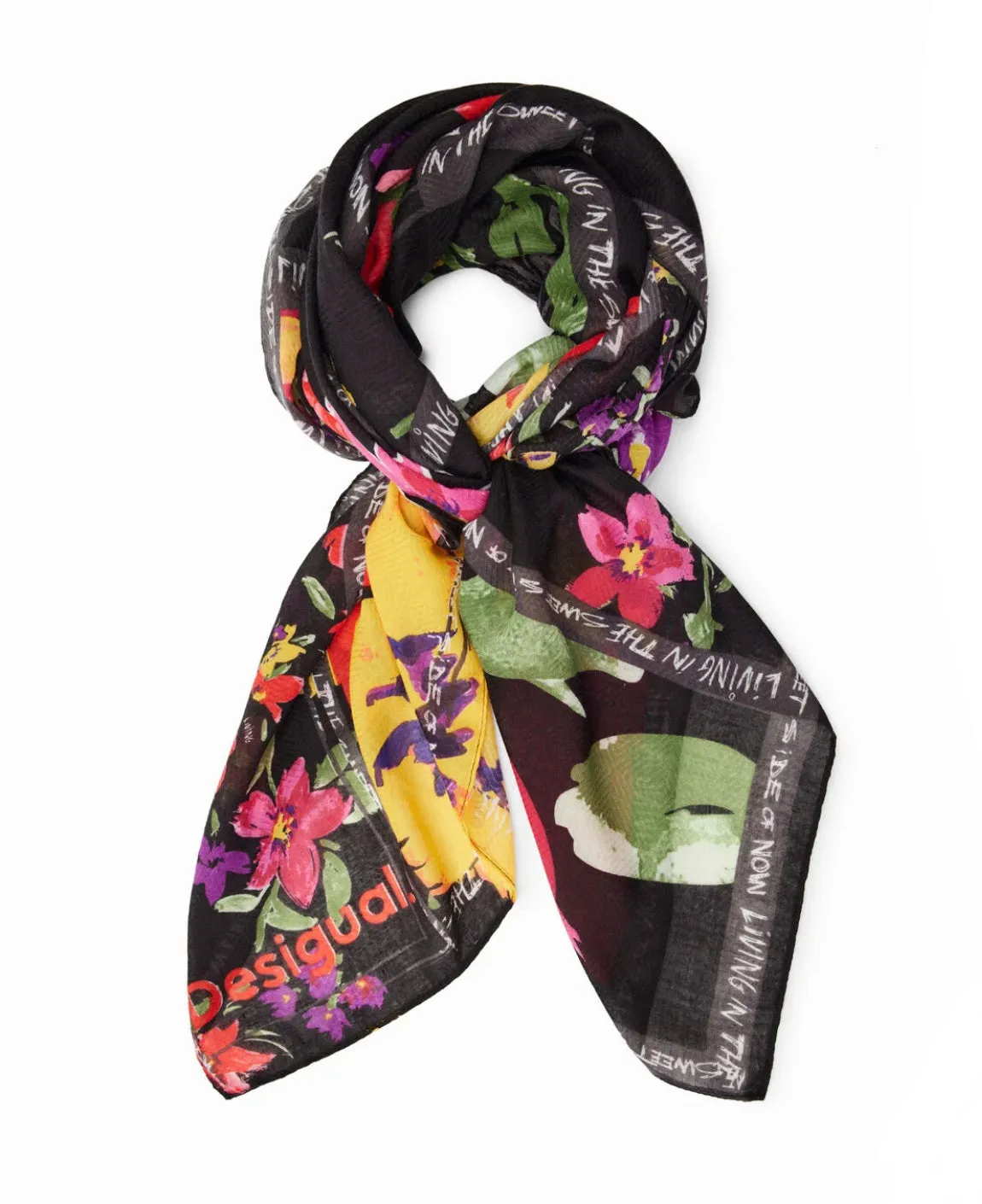 Floral patchwork rectangular foulard