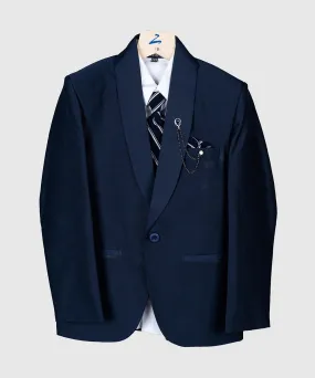 Formal Navy Coat Suit with Striped Waist Coat for Boys