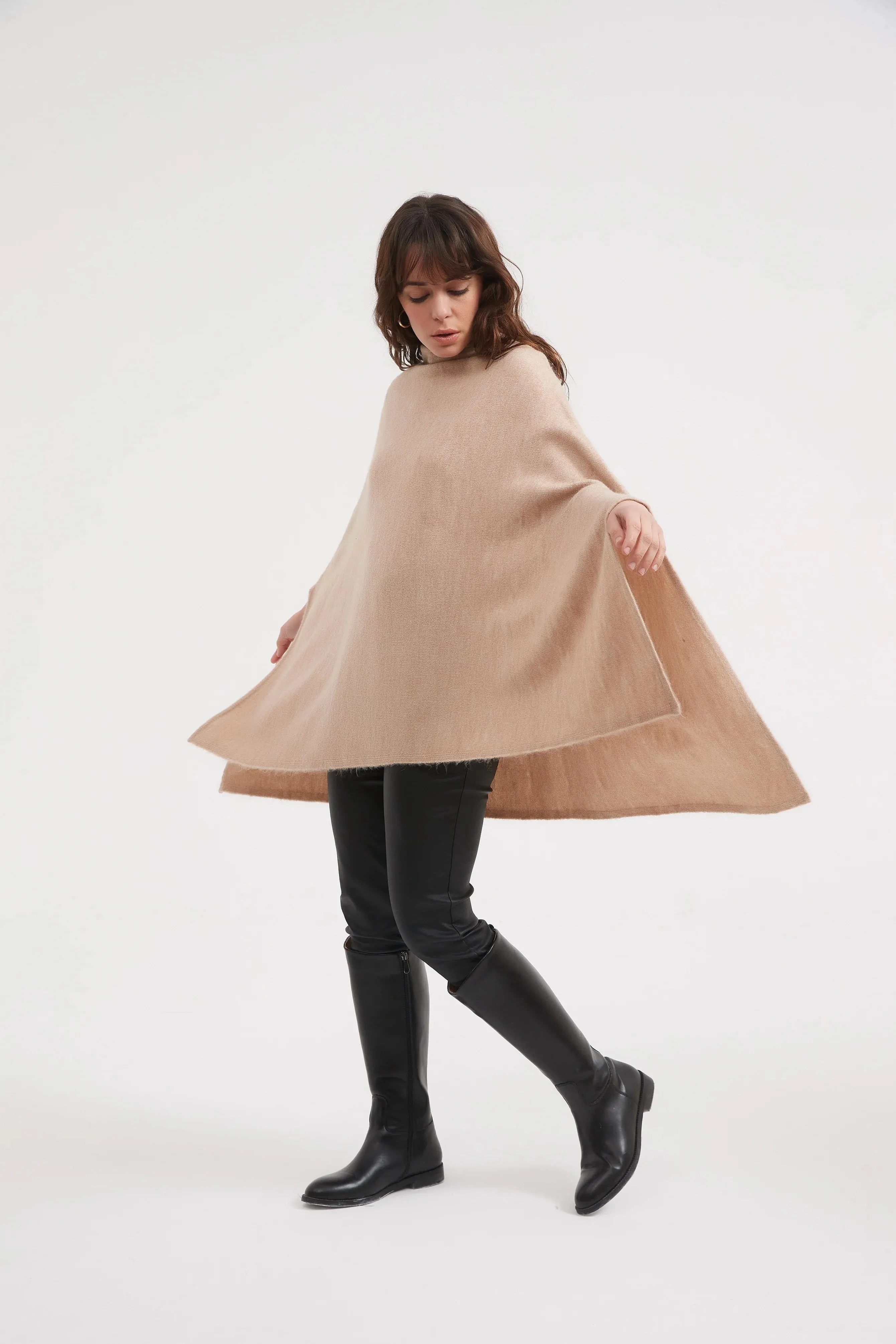 Funnel Neck Shawl | Beige