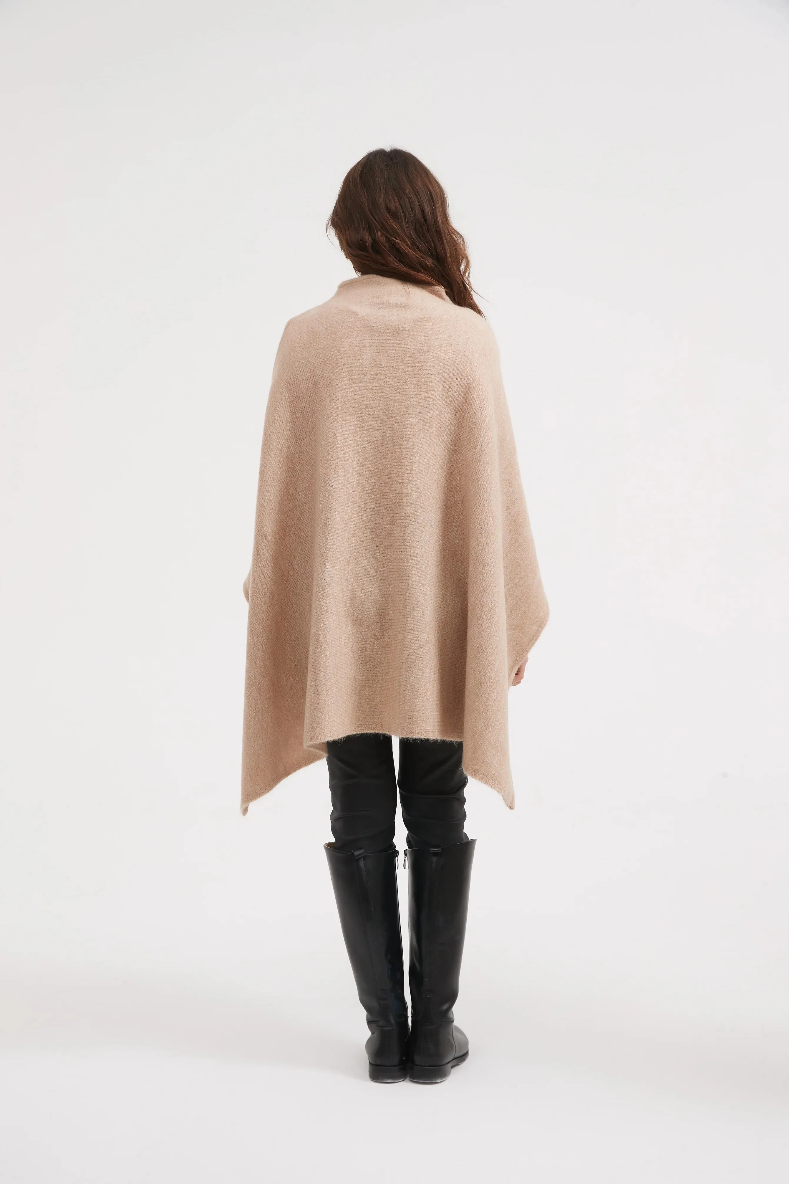 Funnel Neck Shawl | Beige