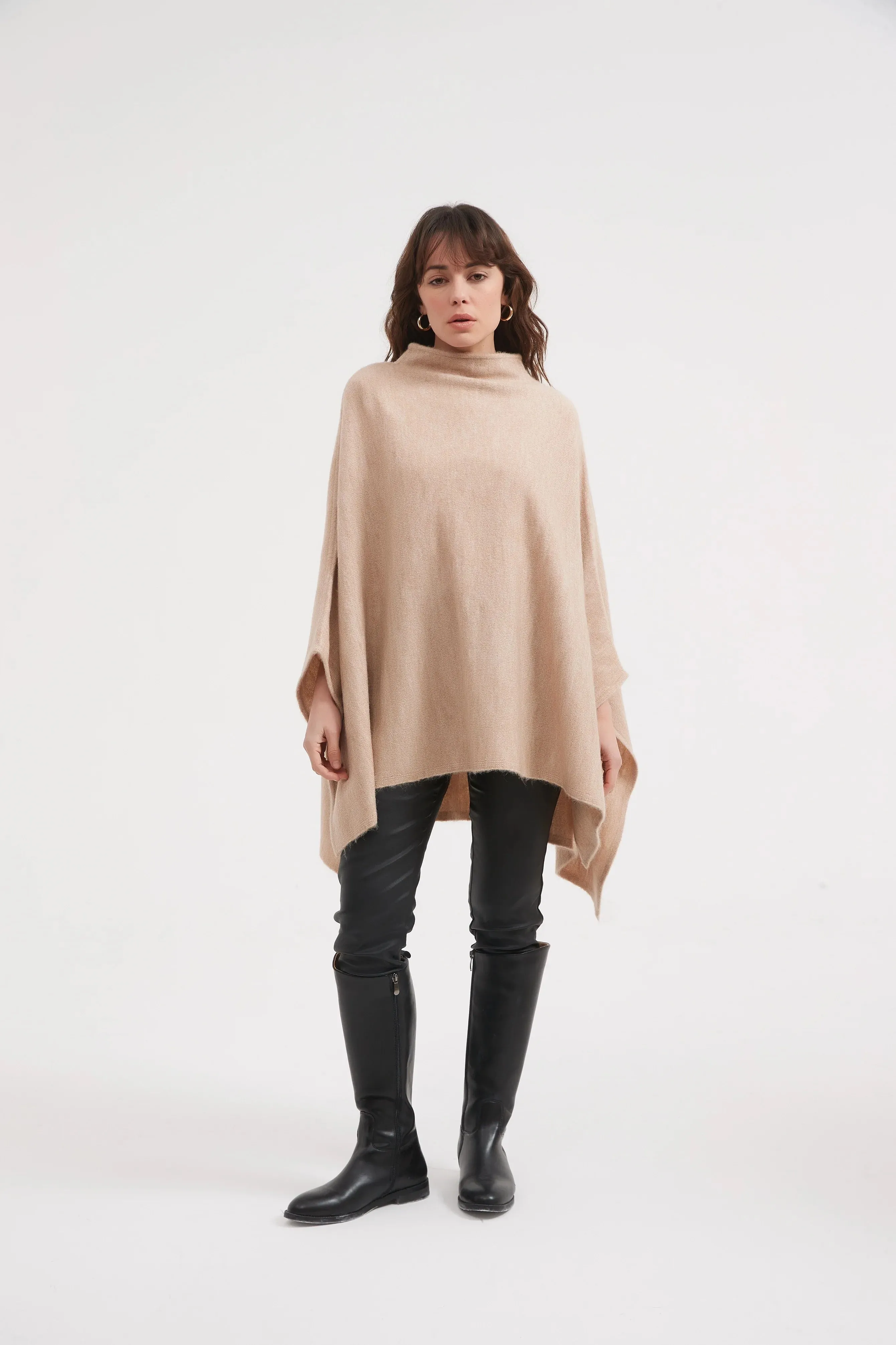 Funnel Neck Shawl | Beige